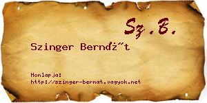 Szinger Bernát névjegykártya