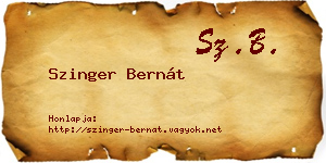 Szinger Bernát névjegykártya